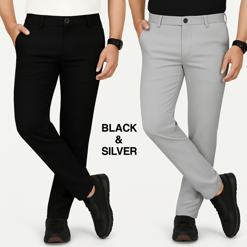 Premium Waist Adjustable Cotton Men's Trouser (Pack of 2)